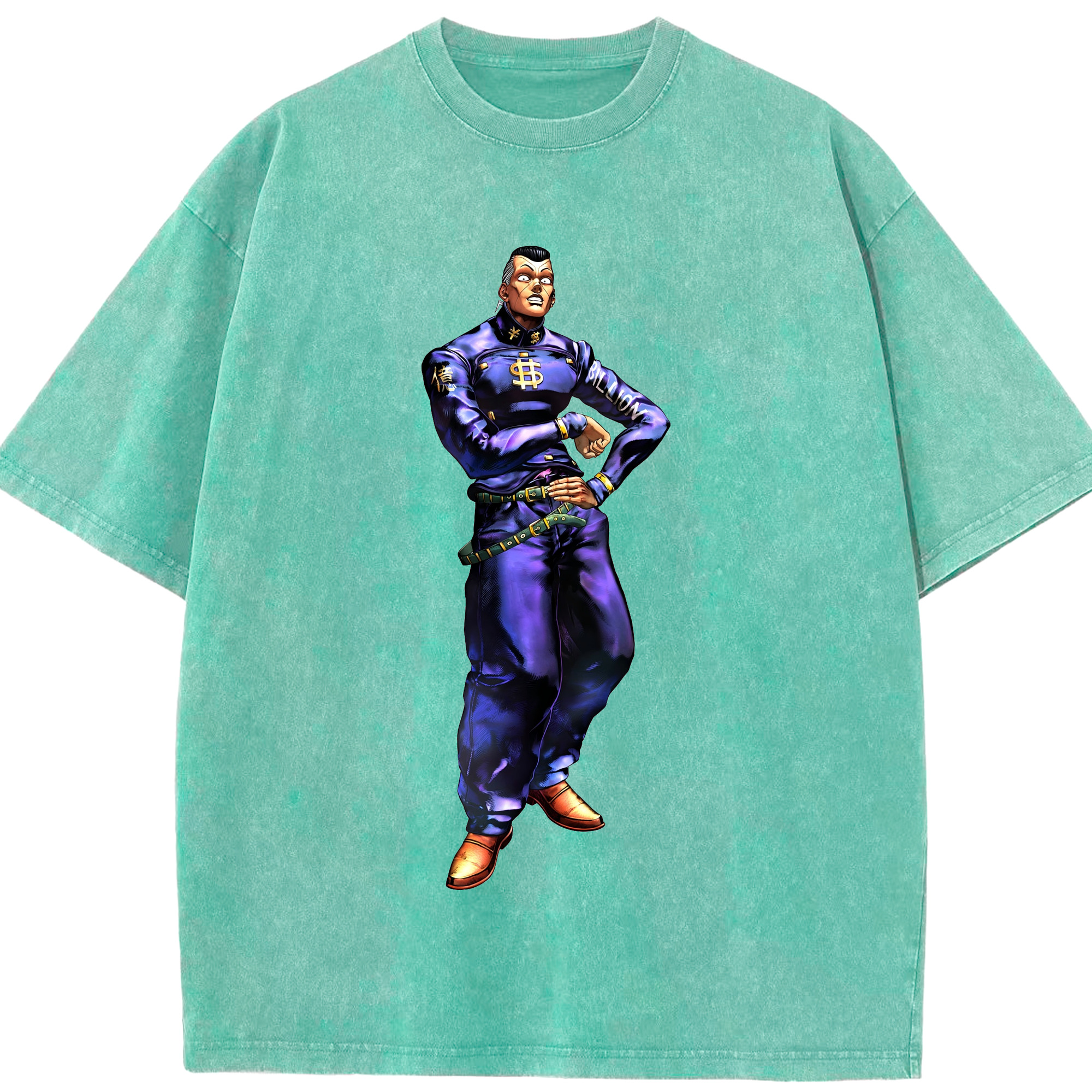 （画像用） ジョジョの奇妙な冒険 虹村億泰 にじむら おくやす JoJo's Bizarre Adventure Nijimura Okuyasu 綿100% ヴィンテージ風 半袖Tシャツ（フロントプリント）